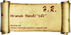 Hranek Renátó névjegykártya